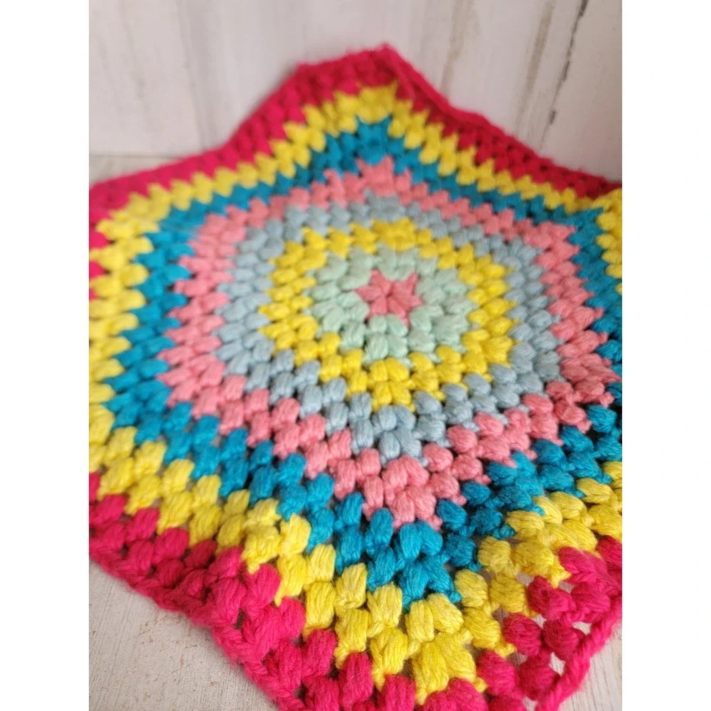 Vintage crochet‎ rainbow colorful dolly small table runner plush home decor